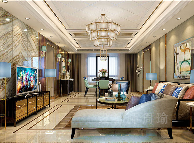 黄色靠逼视频世纪江尚三室两厅168平装修设计效果欣赏